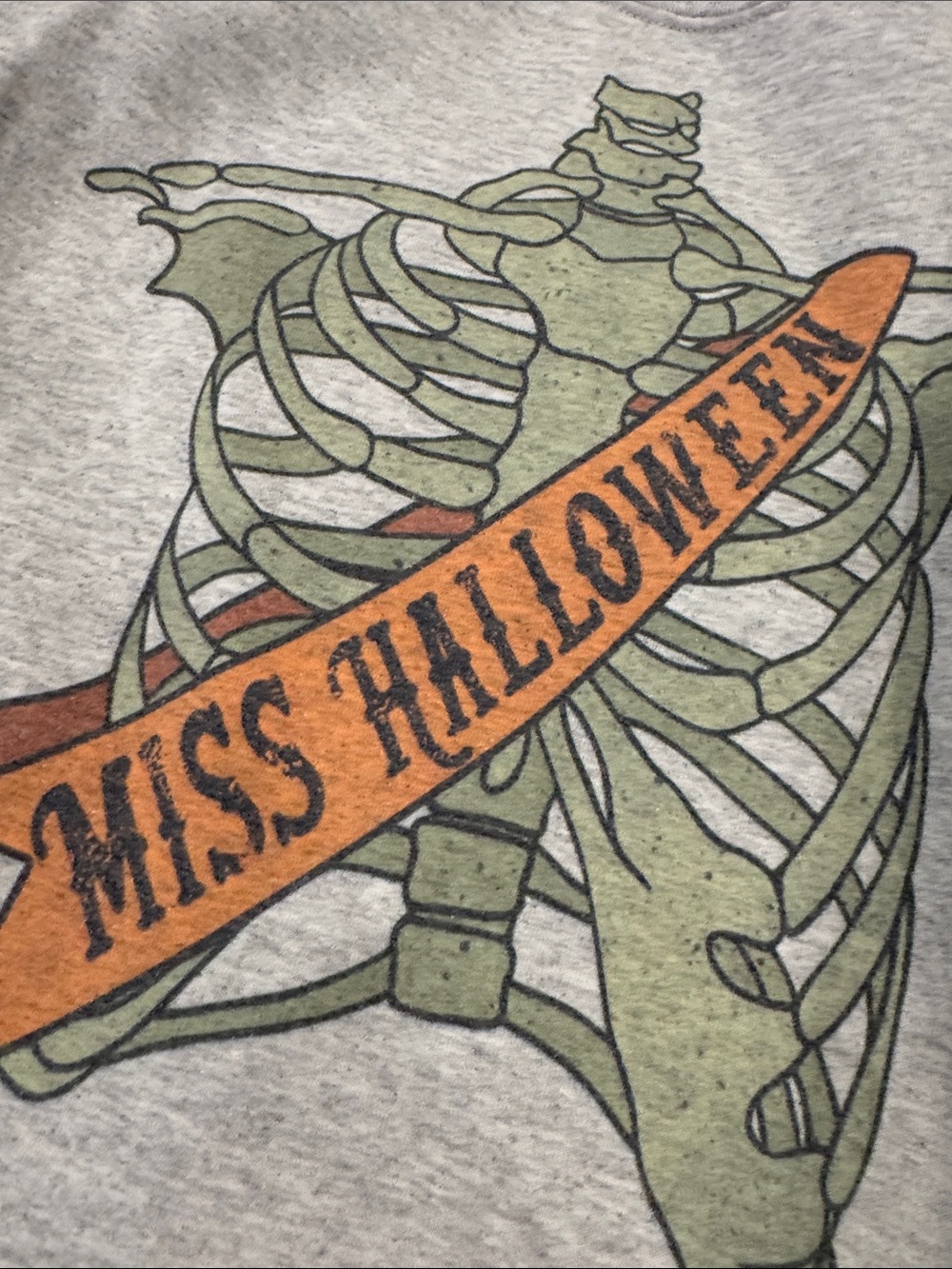Gildan Heather Gray "Miss Halloween" Skeleton Graphic Hoodie